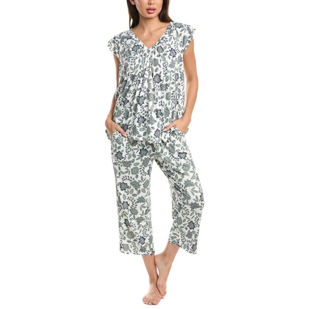 Ellen Tracy Womens 2Pc Cropped Pajama Set, White